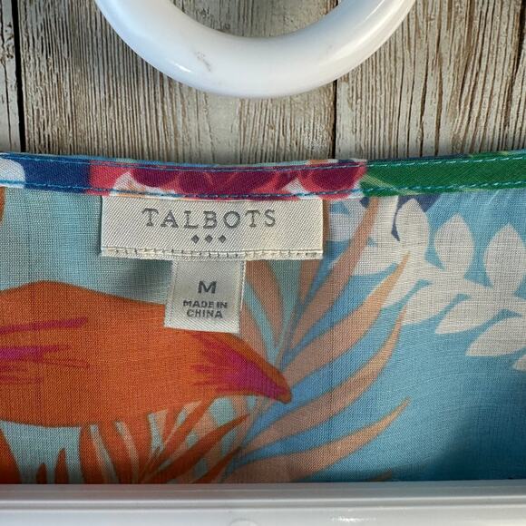 Talbots Caftan Cover Up‎ Dress Womens L Multicolor Floral Tropical Beach Swim - Picture 5 of 6